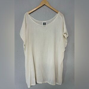 Sucesos Art Ivory White 100%‎ Cotton Gauze Mexican Riviera Tunic Top One Size